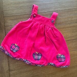 Baby Pink Corduroy Apple Pinafore Dress 12 Months Fall Y2K
